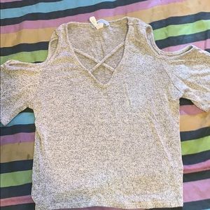 cropped tan and black top